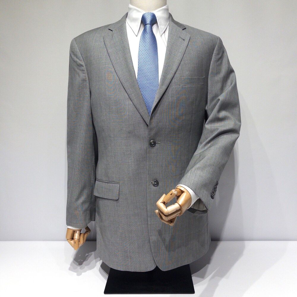 Jos. A. Bank Gray Tailored Slim Fit 2-Button Blazer 100% Wool Men Size 42L